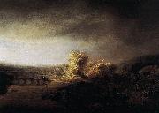 Rembrandt Peale Landscape with a Long Arched Bridge oil painting on canvas